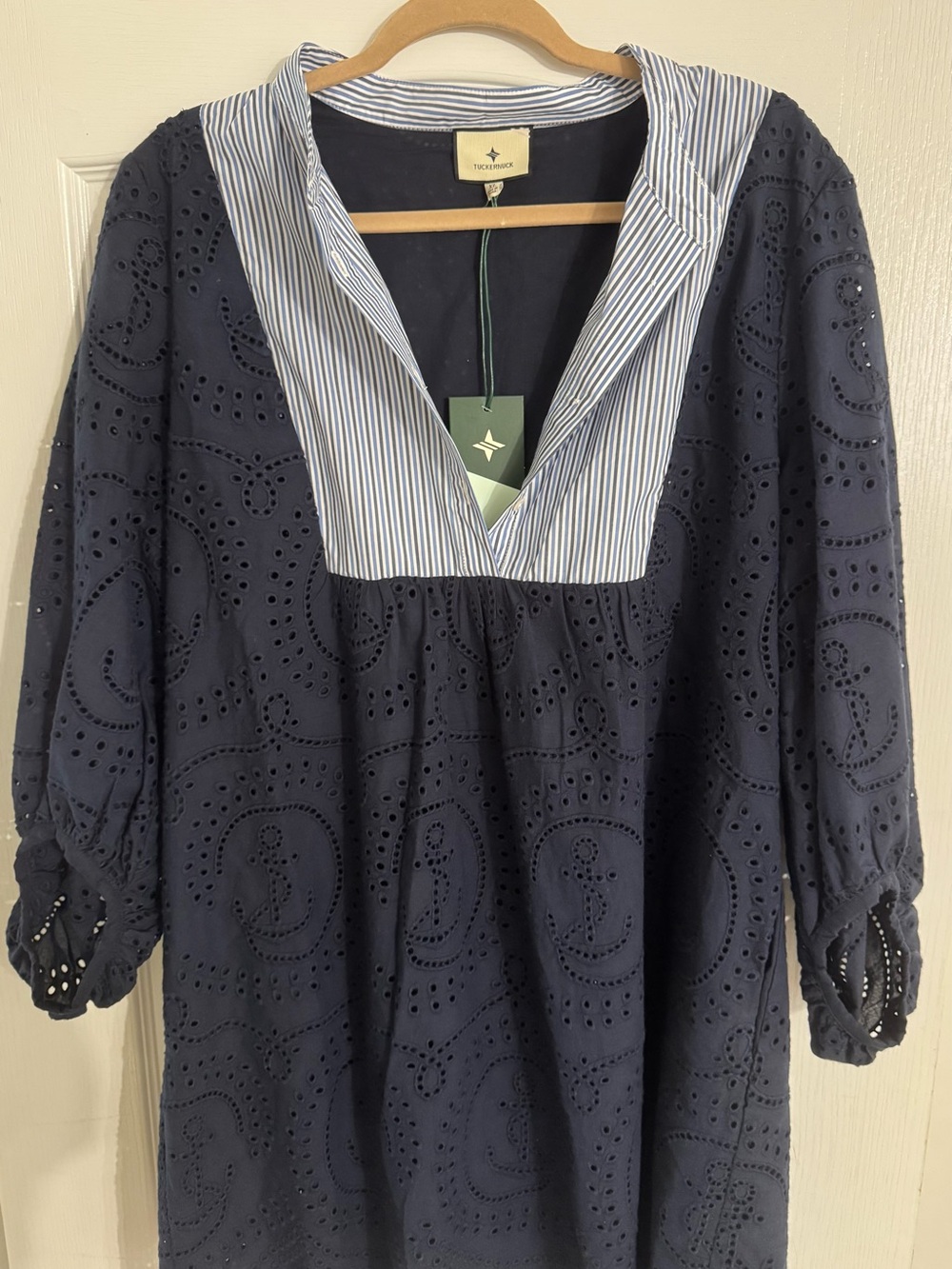 Tuckernuck Navy Nautical Eyelet Mini Calliope Dress